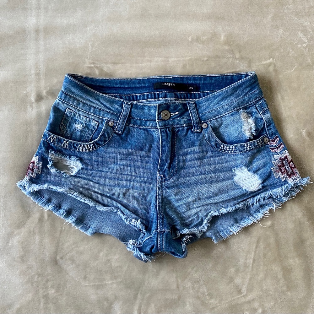 Denim short shorts